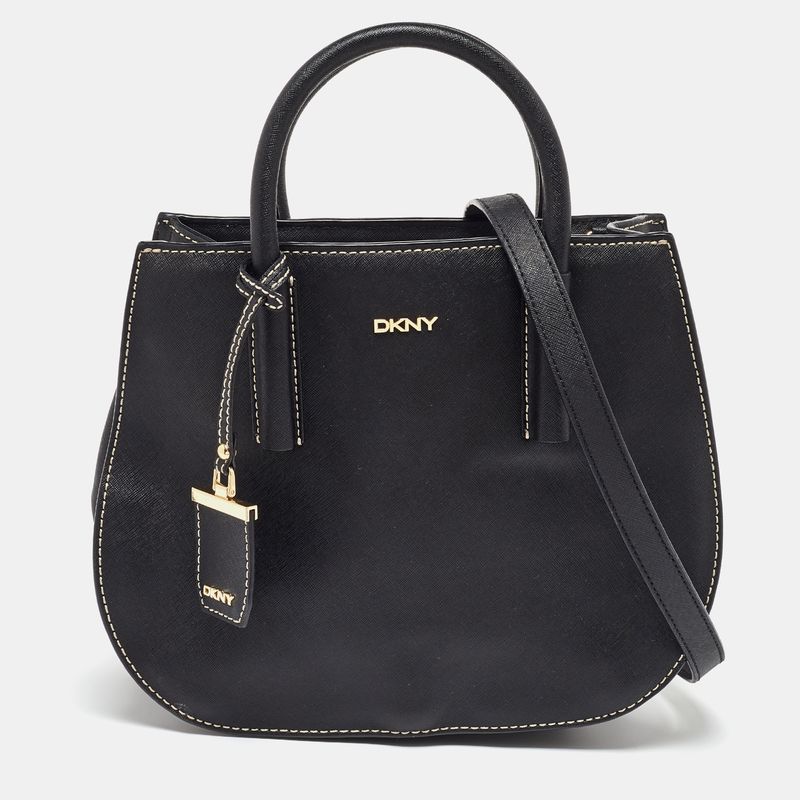 Dkny Black Saffiano Leather Totes Bag
